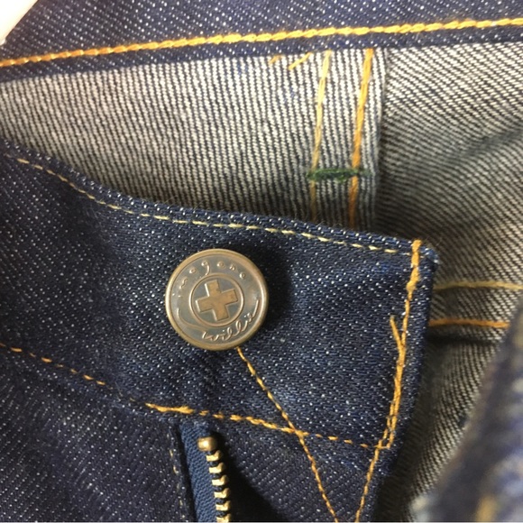 Imogen + Willie Flare Leg High Rise Denim Jeans in Dark Blue Wash - Picture 3 of 9